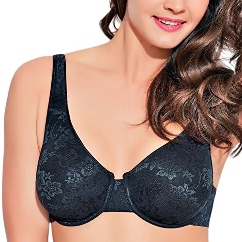 Enamor F035 Minimizer Full Support Bra – Non-Padded, Wired, High Coverage Black